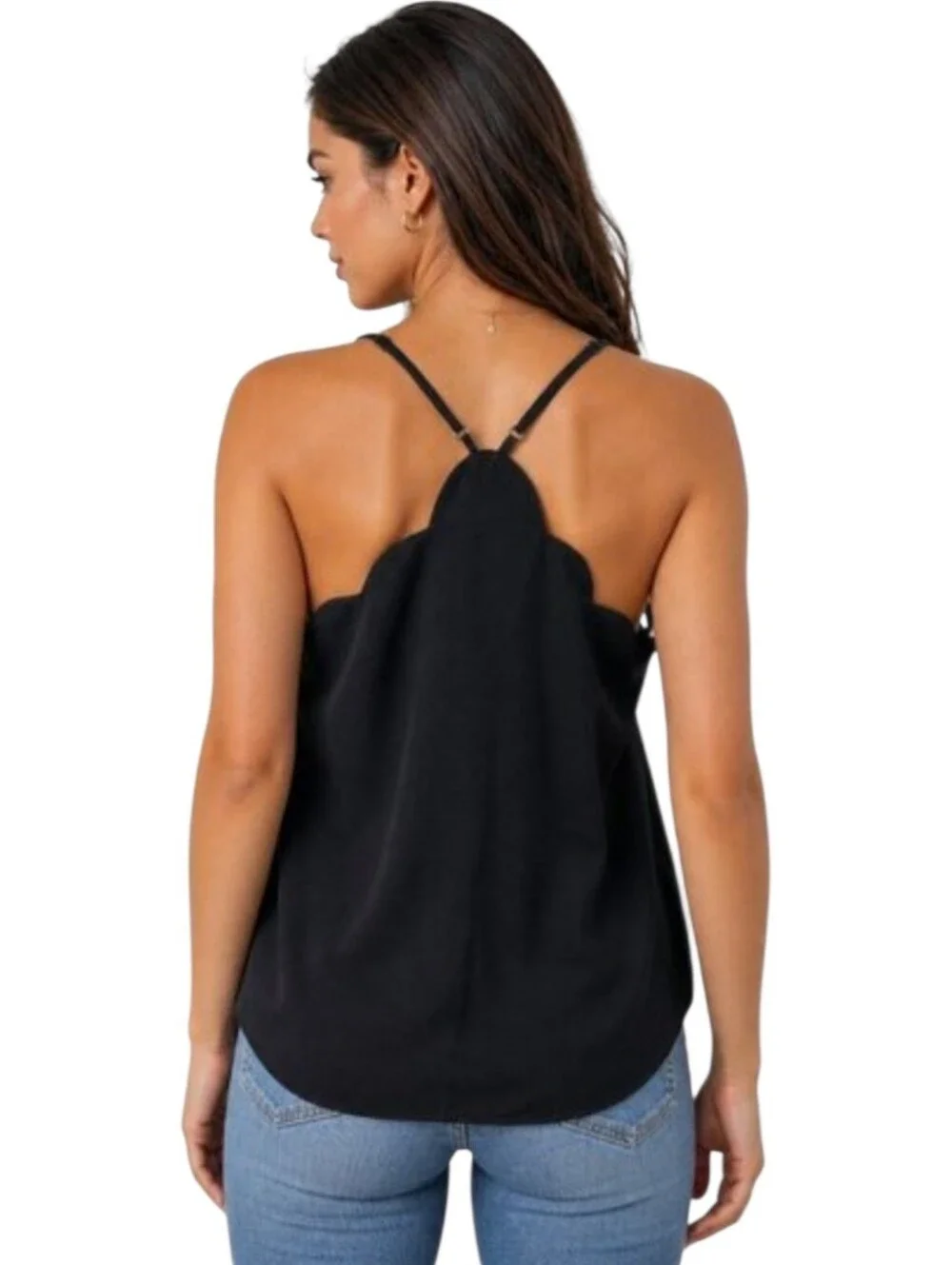 J. Crew Black Scalloped Sleeveless Camisole Top Size 6